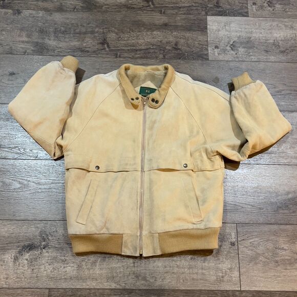 Other - Vintage 90s Roughcut Suede Leather Jacket Outdoor Bomber Lined Coat - Men's XL